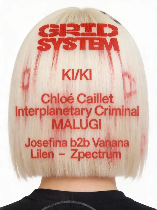 Red Text on Blonde Hair Graphic, brutalist, y2k, vibrant