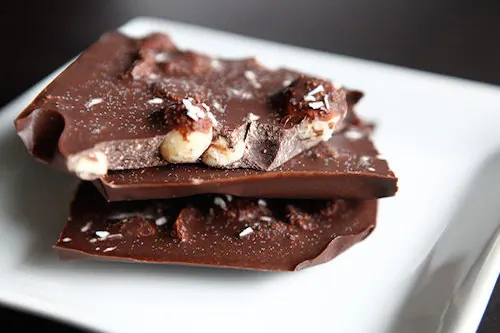 Chocolate Bark with Nuts and Seeds, photographic, organic, dark