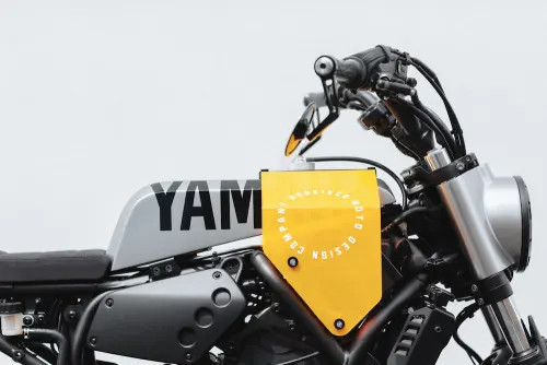 Yamaha Motorcycle Mockup, photographic, minimal, high-contrast