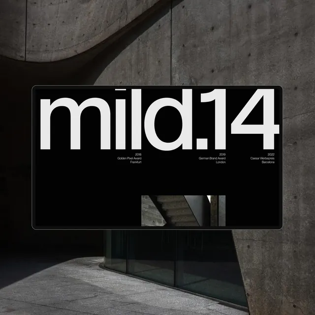 mild14 Wordmark Mockup, minimal, swiss, dark
