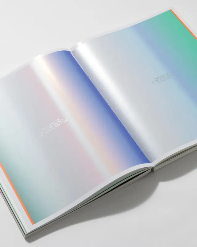 Iridescent Gradient Editorial Spread, minimal, gradient-heavy, vibrant