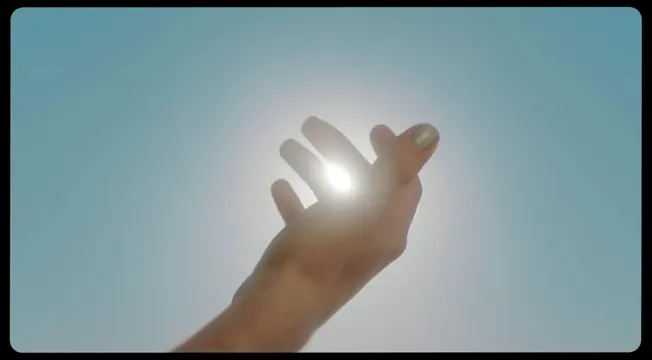 Hand Holding Sun, minimal, photographic, light