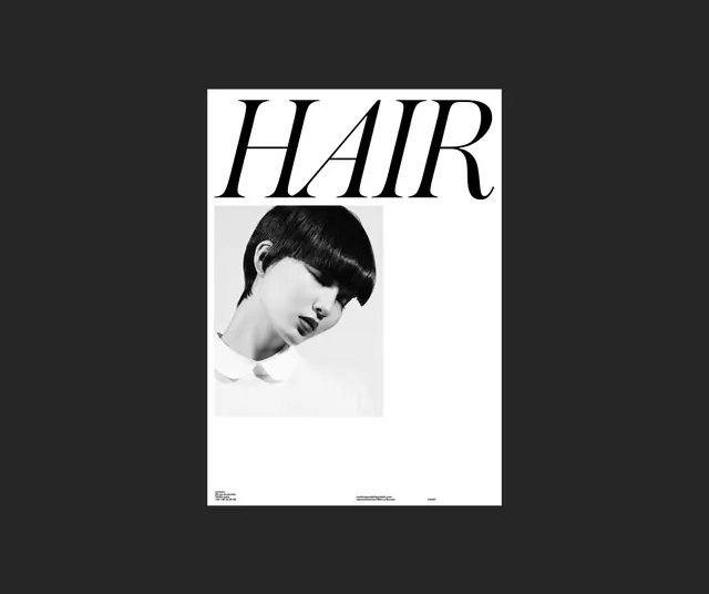 Hair Magazine Cover Design, minimal, editorial, monochrome