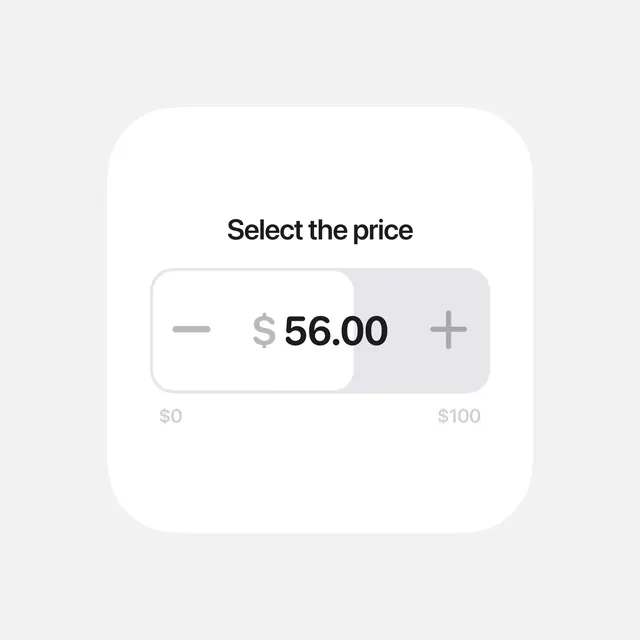 Price Selector UI Component, minimal, light-mode, light