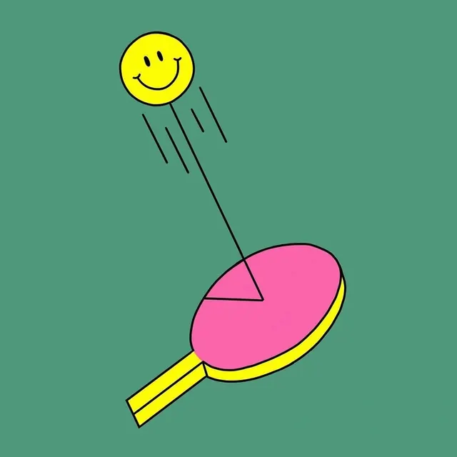 Smiling Sun and Paddle Illustration, minimal, playful, vibrant