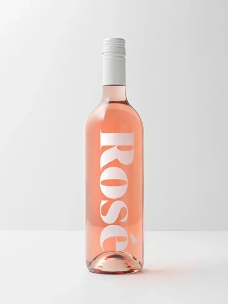 Rose Wine Bottle Mockup, minimal, luxury, warm