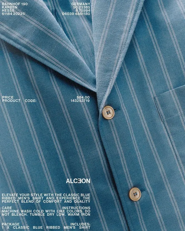 ALCEM Blue Striped Shirt Mockup, minimal, corporate-clean, light