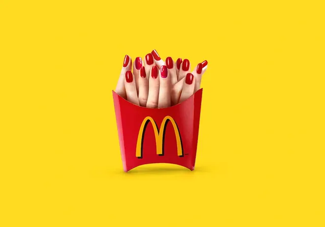 McDonald's French Fries with Human Fingers, playful, vibrant