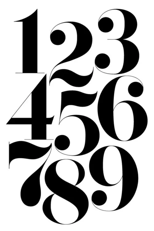 Stylized Number Typography, minimal, brutalist, monochrome