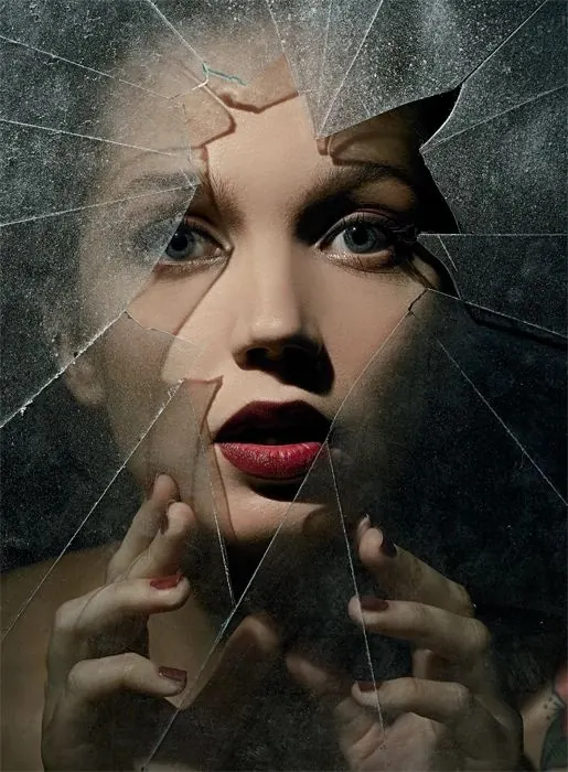 Shattered Portrait Illustration, maximalist, abstract, dark