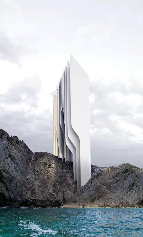 Modernist Architectural Skyscraper Render, minimal, 3d-render, light