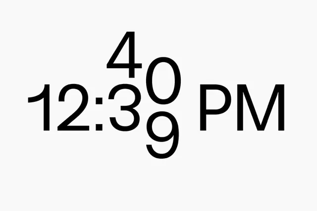 Overlapping Clock Typography, minimal, swiss, monochrome