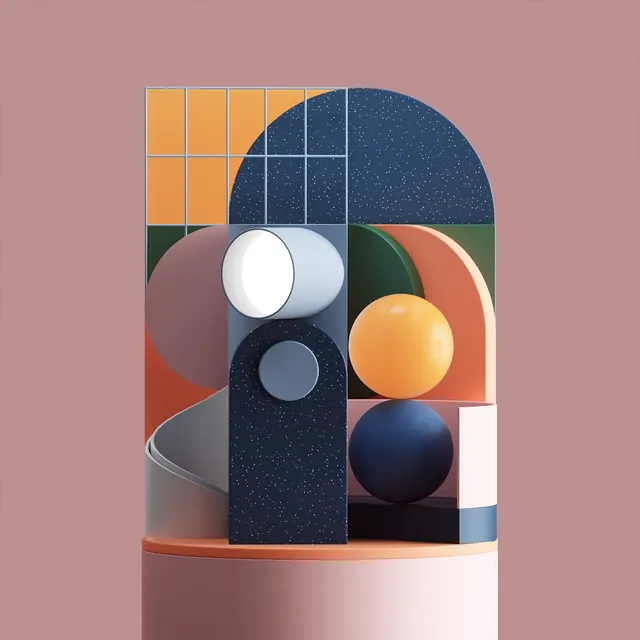 Geometric Abstract Composition, minimal, geometric, vibrant