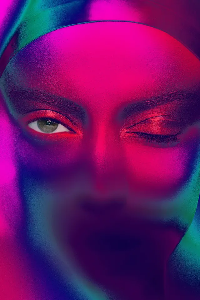 Neon Gradient Portrait, gradient-heavy, y2k, vibrant