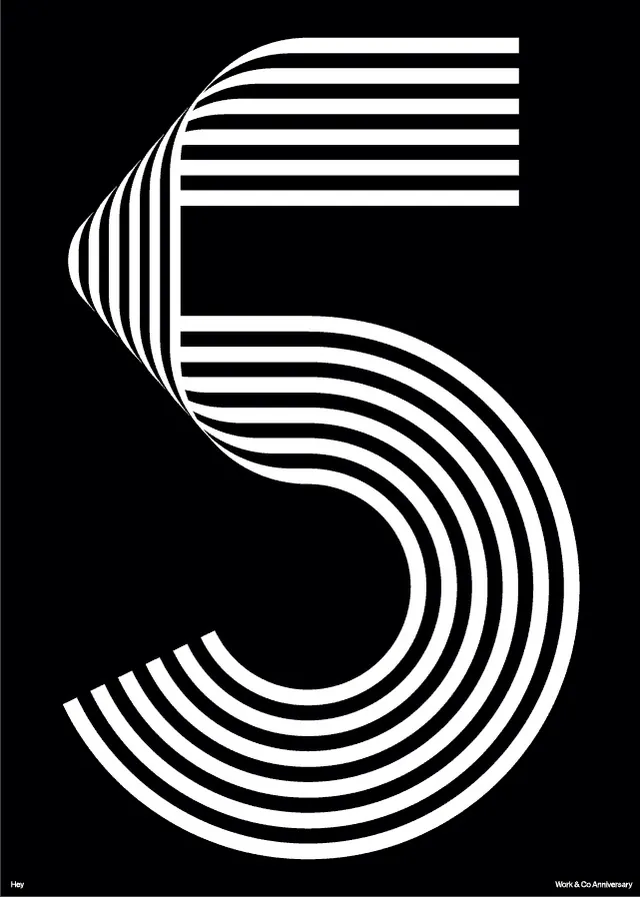 Stylized Number Five Line Art, minimal, swiss, high-contrast