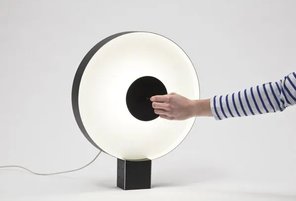 Minimalist Circular Light Sculpture, minimal, geometric, monochrome