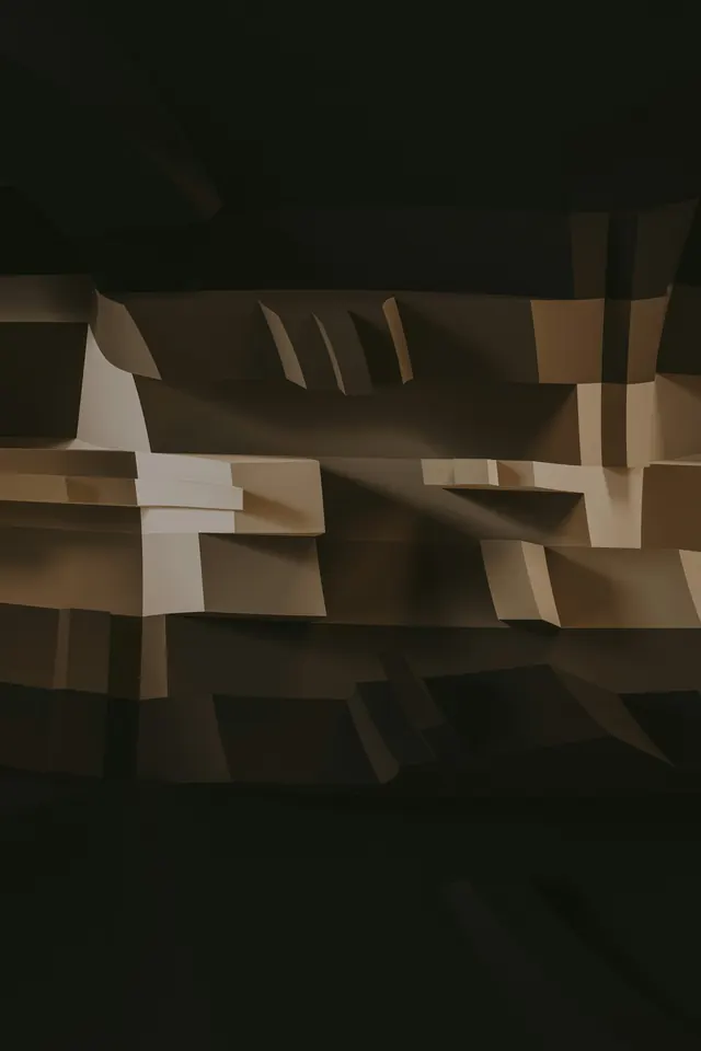 Abstract Geometric 3D Composition, minimal, dark-mode, dark