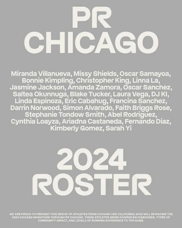 PR Chicago 2024 Roster Graphic, minimal, swiss, monochrome
