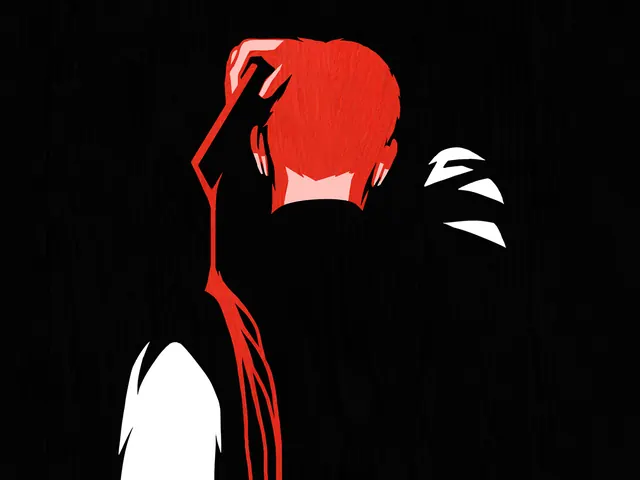 Red and Black Silhouette Illustration, minimal, flat, high-contrast