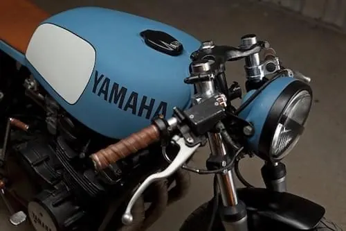 Yamaha Motorcycle Close-up, photographic, technical, vibrant