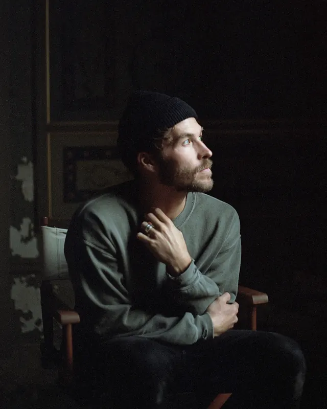 Man in Beanie Portrait, photographic, dark-mode, dark