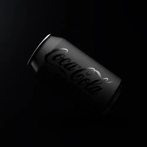 Coca-Cola Black Can Mockup, minimal, dark-mode, dark