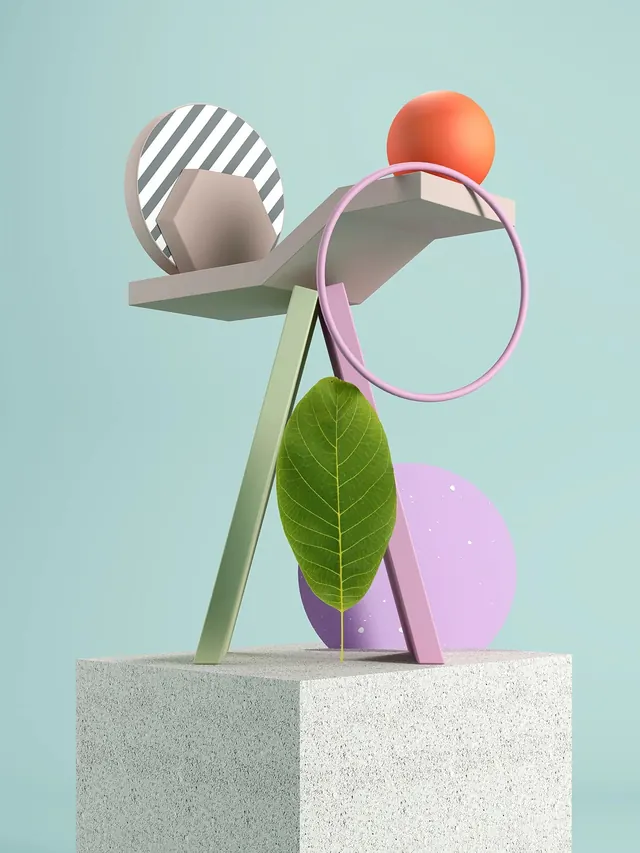 Abstract Geometric 3D Composition, minimal, geometric, vibrant