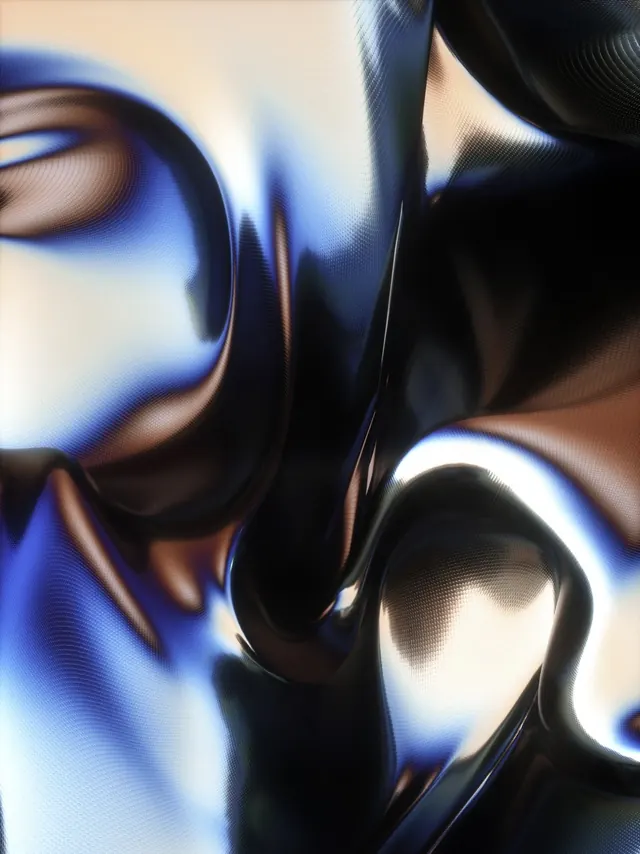 Abstract Fluid Metallic Flow, 3d-render, gradient-heavy, dark