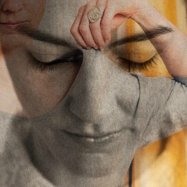 Surrealist Face Collage, organic, abstract, muted