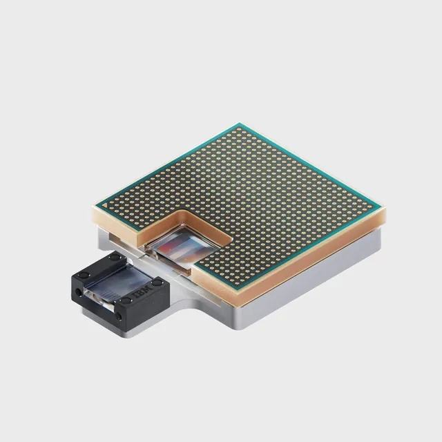 3D Render of a Microchip and Processor, technical, minimal, high-contrast