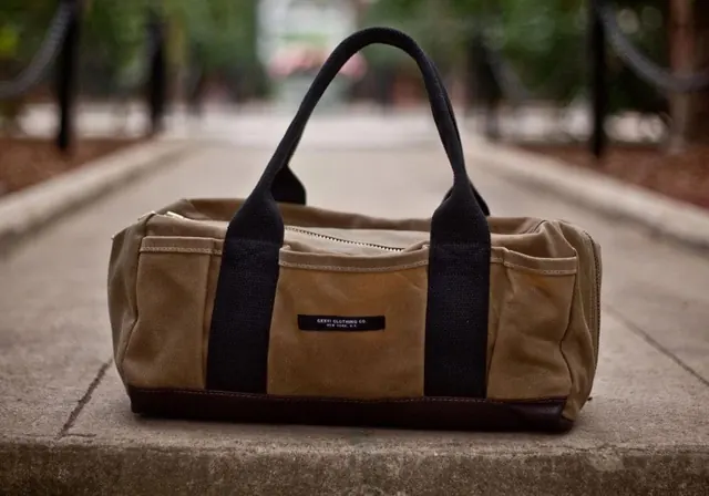 Leather Duffel Bag Mockup, photographic, luxury, earthy