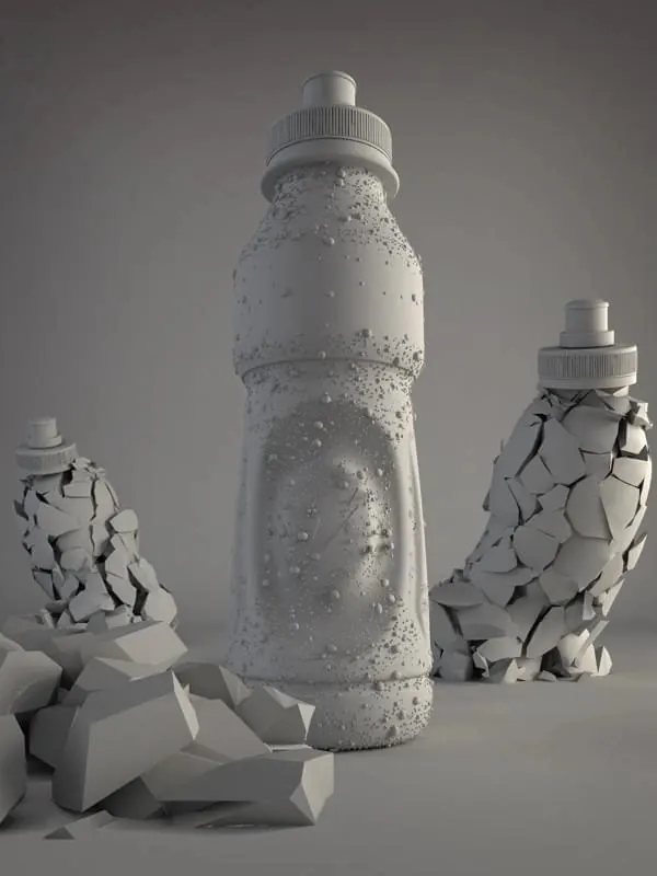 3D Render of Sculpted Water Bottles, minimal, monochrome, monochrome