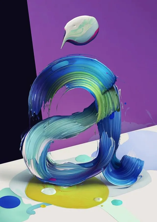 Abstract 3D Ribbon Logo, 3d-render, gradient-heavy, vibrant