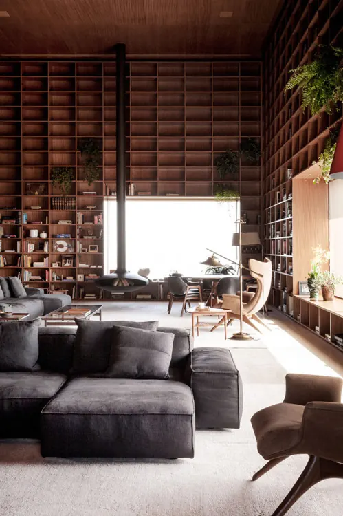 Modern Industrial Interior Design, luxury, photographic, dark
