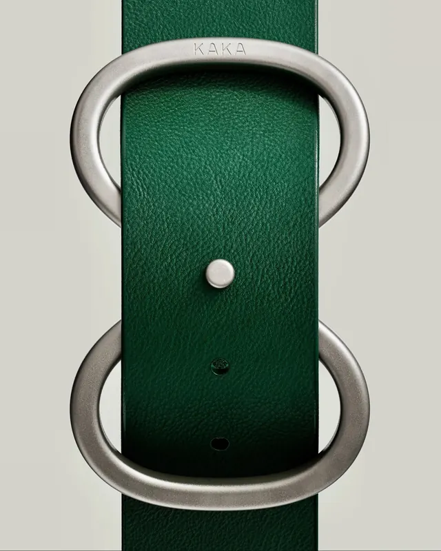 Green Leather Strap with Silver Hardware, minimal, luxury, vibrant