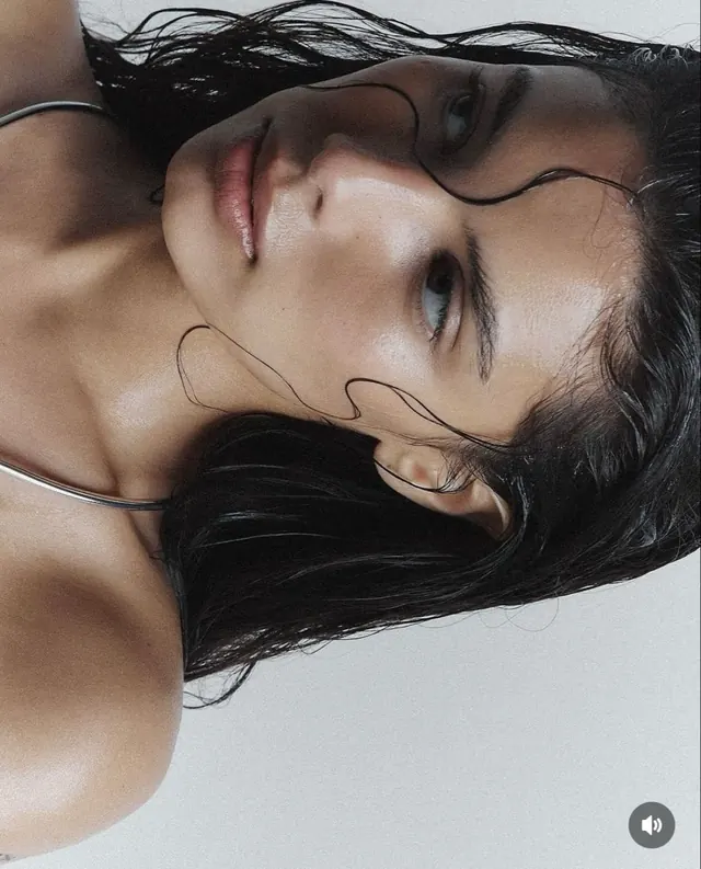 Close-up Portrait of a Woman with Line Art, luxury, photographic, high-contrast