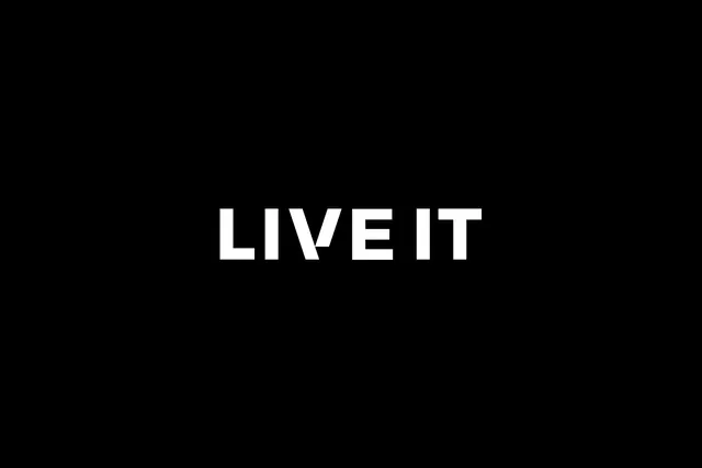 LIVE IT Wordmark, minimal, monochrome, high-contrast