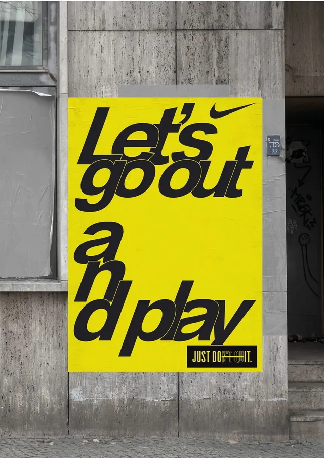 Let's Go Out a Play Poster, brutalist, neo-brutalist, high-contrast