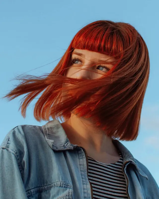Woman with Vibrant Red Hair, photographic, organic, vibrant