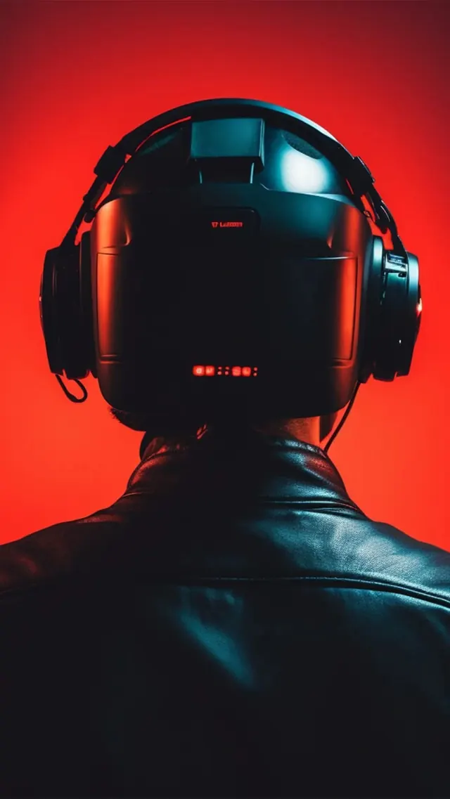 Gaming Headset Portrait, dark-mode, photographic, vibrant