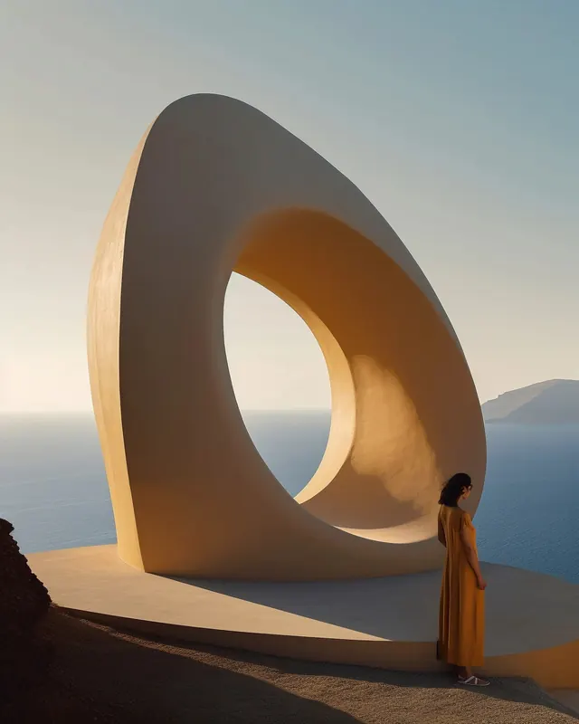 Abstract Sculpture in Coastal Setting, minimal, organic, muted