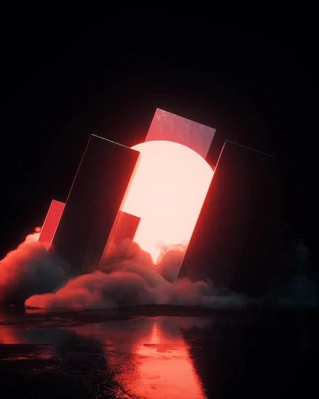 Abstract Glowing Portal, minimal, 3d-render, dark