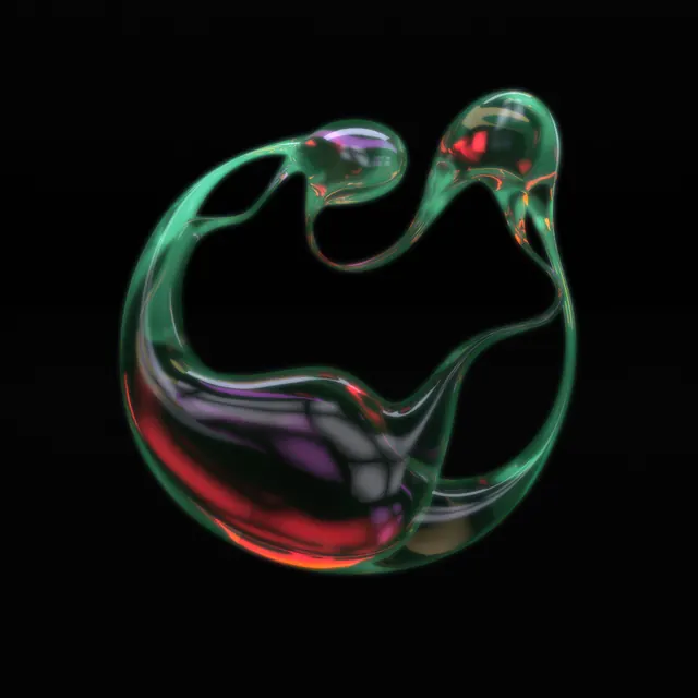 Abstract Fluid 3D Shape, glassmorphism, 3d-render, dark