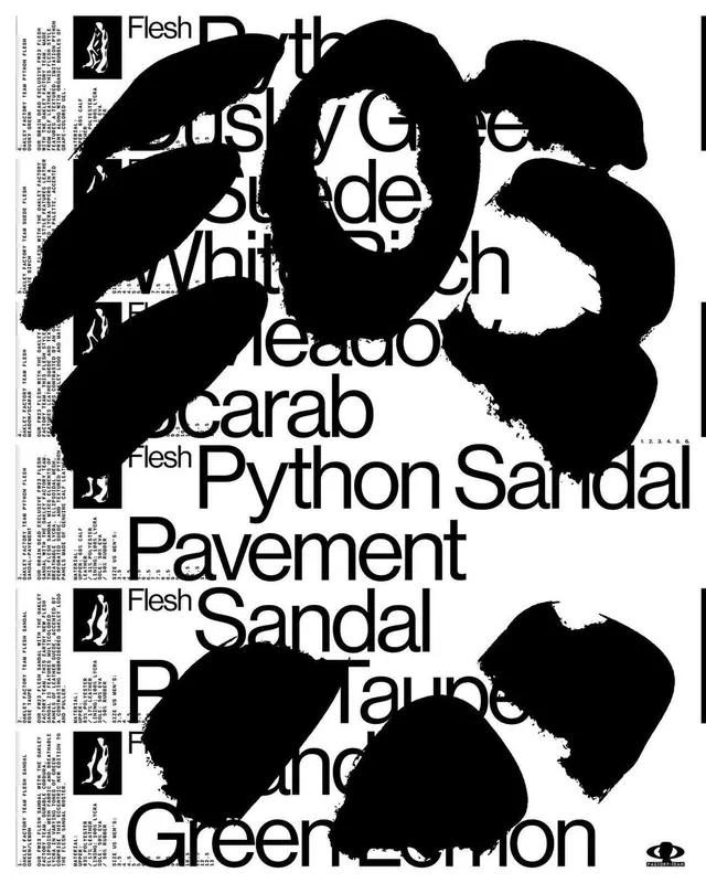 Typography Collage with Organic Shapes, brutalist, maximalist, monochrome