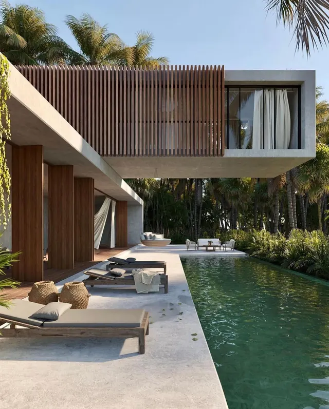 Modern Tropical Villa with Infinity Pool, luxury, minimal, earthy