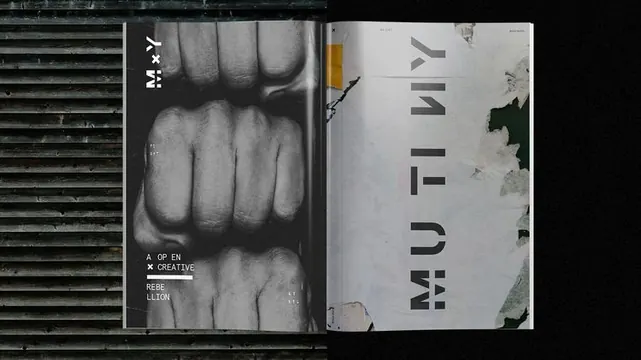 Abstract Collage and Typography Layout, brutalist, editorial, monochrome