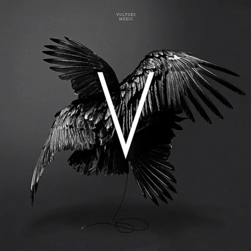 Raven and V Graphic, minimal, monochrome, monochrome