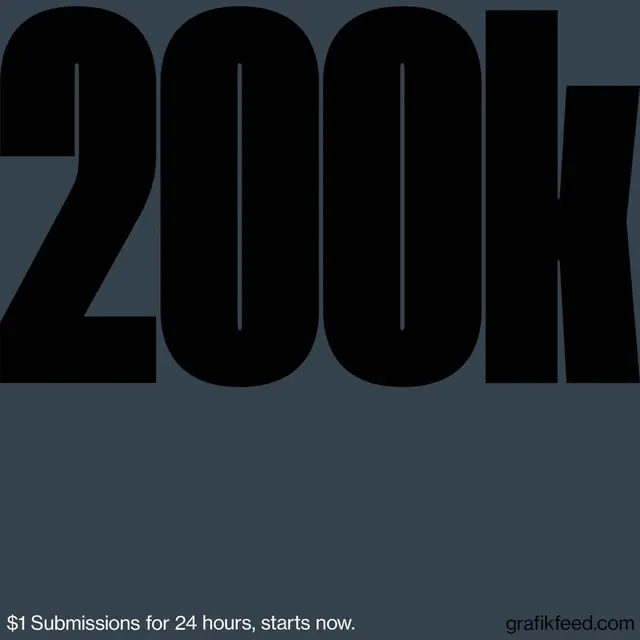 200k Milestone Graphic, minimal, brutalist, dark