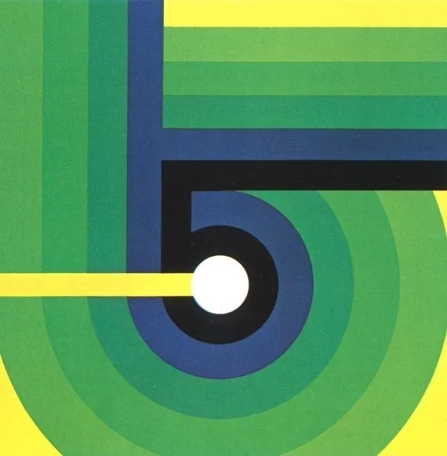 Geometric Number 5 Graphic, minimal, swiss, vibrant
