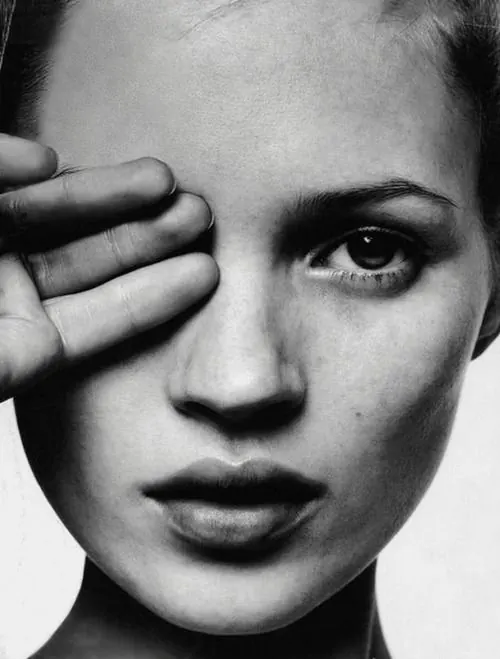 Monochrome Portrait with Hand Over Eye, monochrome, photographic, monochrome